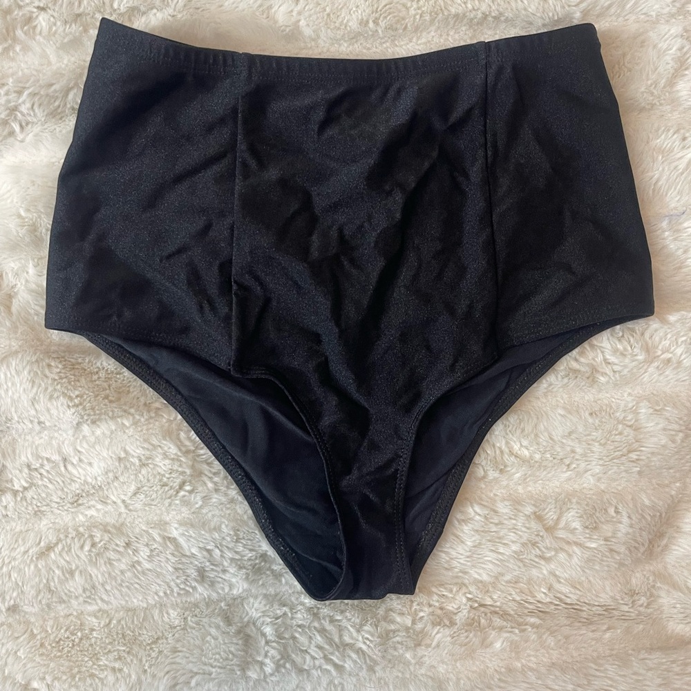 High-Waist Black Bikini Bottoms